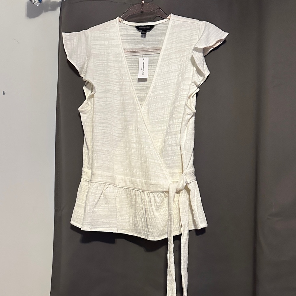 Banana Republic Factory White Wrap Blouse